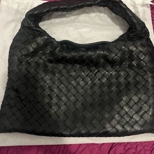 Bottega Veneta Black Woven Hop Bag